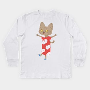 Hawaiian cat Kids Long Sleeve T-Shirt